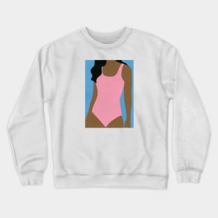 Pink Swimsuit Black Hair Crewneck Sweatshirt